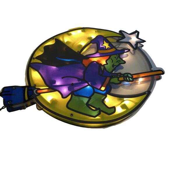 Vintage Halloween Witch By The Moon Holiday Light Window Display READ - Picture 8 of 9